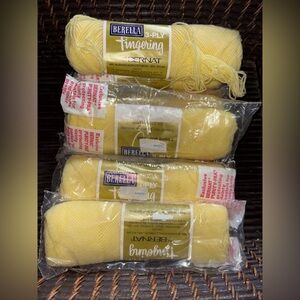 Vtg Berella Yarn  Tinkering Bernat Baby Yellow 3 Ply 10 Skein Most Wrapped 1 Oz